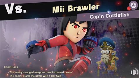 Super Smash Bros Ultimate Vs Mii Brawler Unlocks Cap N Cuttlefish