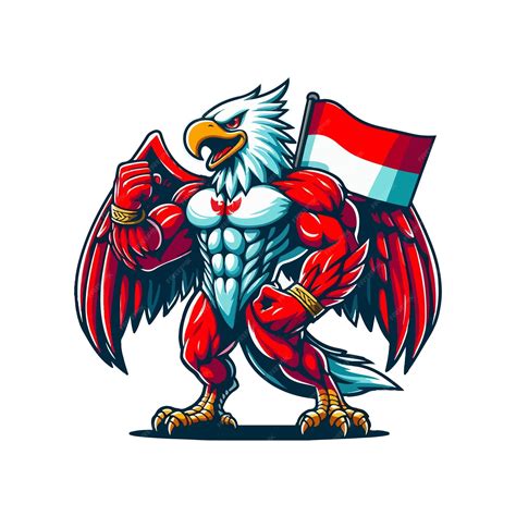 Indonesian Independence Garuda Mascot Premium Ai Generated Vector