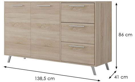 Bali 140 Komoda 2 Vrata 3 Ladice 138 5x41x86 Cm Natur Sonoma Hrast