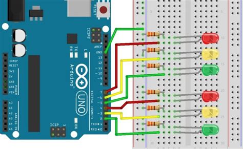 Arduino Code And Circuit For 4 Way Traffic Light Otosection