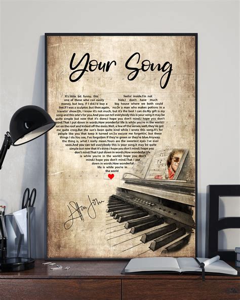 Elton John Your Song Lyrics Poster Rock Music Song Poster | Etsy