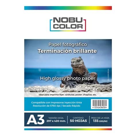 Papel Foto Glossy Brillante Nobucolor A3 135 Gr 50 Hojas Cuotas Sin