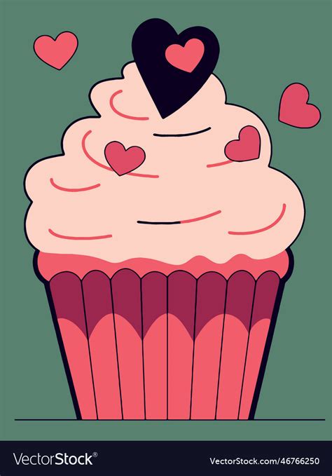 Food sweet pink cupcake Royalty Free Vector Image