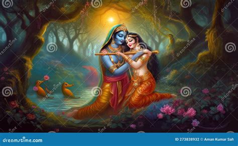 Lord Radha Krishna Are Known For Their Divine Love And Devotion Towards Each Other Stock