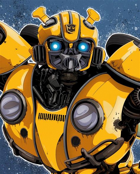 A Yellow And Black Robot With Blue Eyes On Its Face Is In The Air