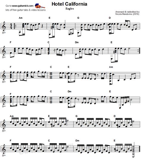 Hotel California Solo Tab Telegraph