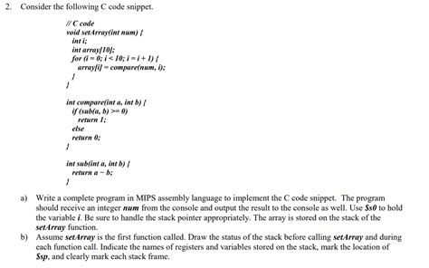 Solved Consider The Following C Code Snippet A Write A Chegg