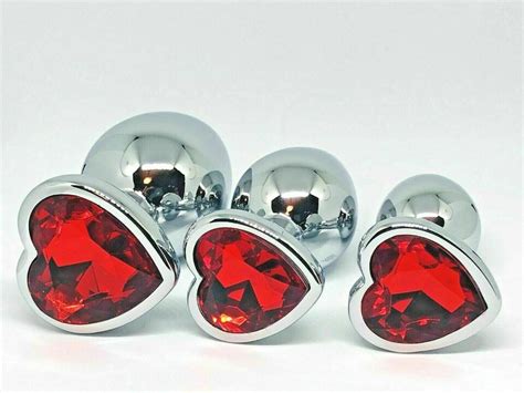 Crystal Anal Butt Toys Plug Heart Insert Jeweled Gem Metal Size S M L