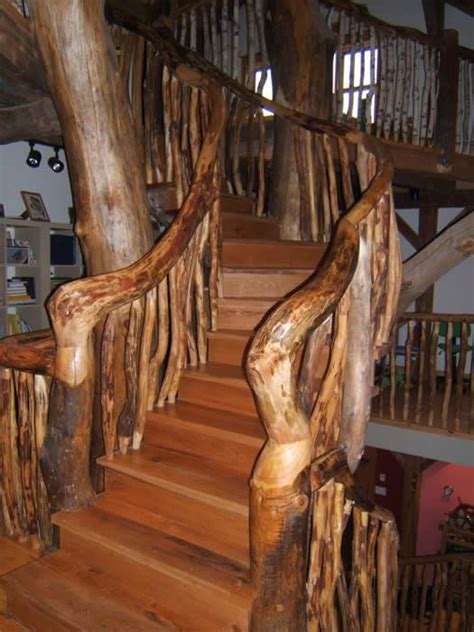 The Tree Stair Case In The Timber Frame Staircase Banister Ideas