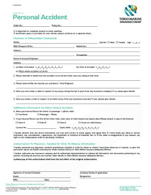 Fillable Online Personal Accident Claim Form Fax Email Print PdfFiller