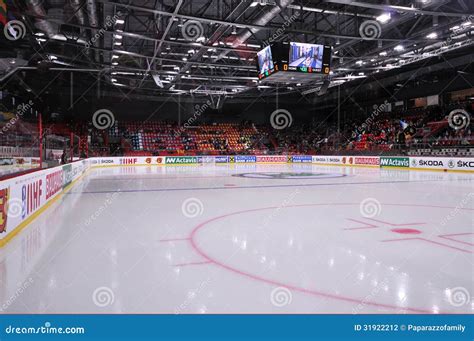 Empty Ice Arena before the World Cup Match between Hockey Teams of the ...