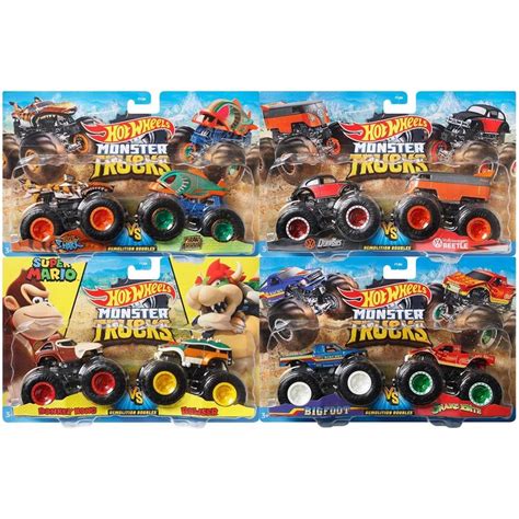 Hot Wheels Monster Trucks Demolition Doubles 2 Pack Assorted Style Monster Trucks Hot