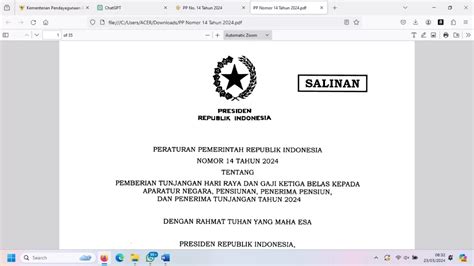 Thr Dan Gaji Ke Untuk Asn Pemerintah Resmi Terbitkan Pp Nomor