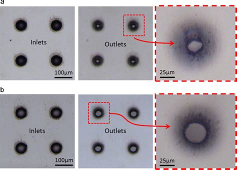 An array of micro holes produced in the 100μm thick TFG substrate using