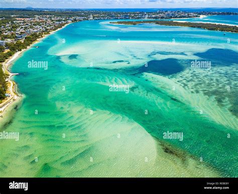 Aerial view of Golden Beach and the Caloundra area across through the Pumicestone Passage on the ...