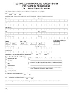 Fillable Online Ets Testing Accommodations Request Form Parapro