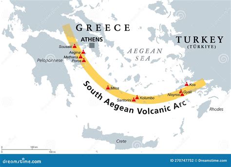 South Aegean Volcanic Arc Map, Chain of Volcanoes Formed by Plate ...