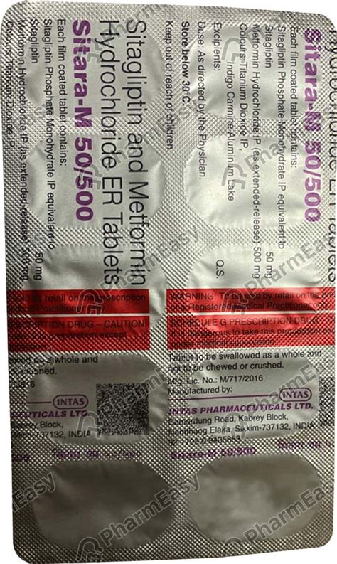 Sitara M 50 500mg Strip Of 10 Tablets Uses Side Effects Price