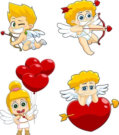 Personagens De Desenhos Animados Bonitos Do Beb Cupido Conjunto De