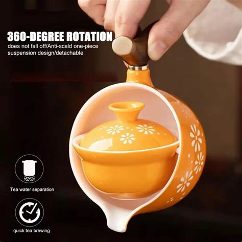 Portable Teaware Chinese Gongfu Kung Fu Tea Set Rotating Teapot Tea