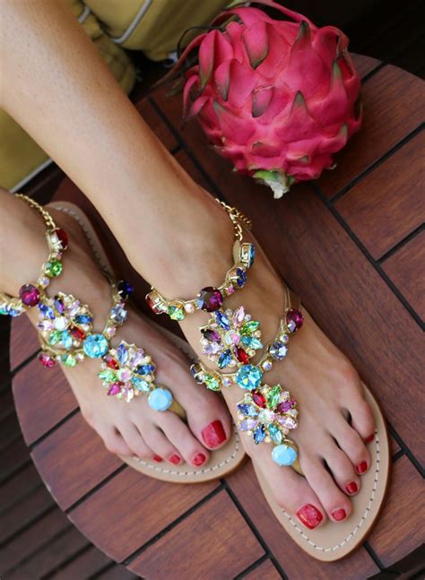 Jeweled And Embellished Flat Leather Womens Sandals Mystique Sandals