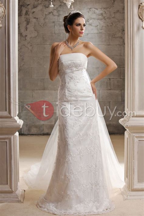 Gorgeous Strapless Floor Length Watteau Train Lace Taline S Wedding