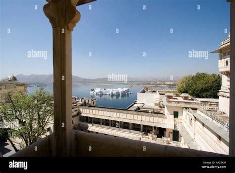 View on Lake Palace from City Palace Udaipur Rajasthan India Stock ...