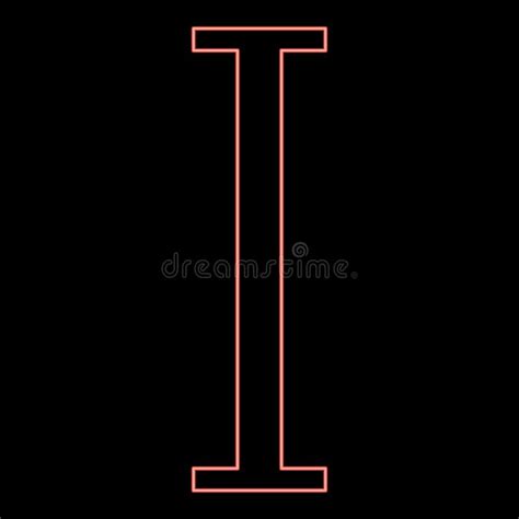 Neon Iota Greek Symbol Capital Letter Uppercase Font Red Color Vector