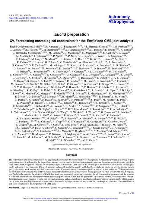 PDF Euclid Preparation XV Forecasting Cosmological Constraints For