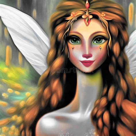 Beautiful Illustration Of Fairy Woman Portrait Generative AI Stock