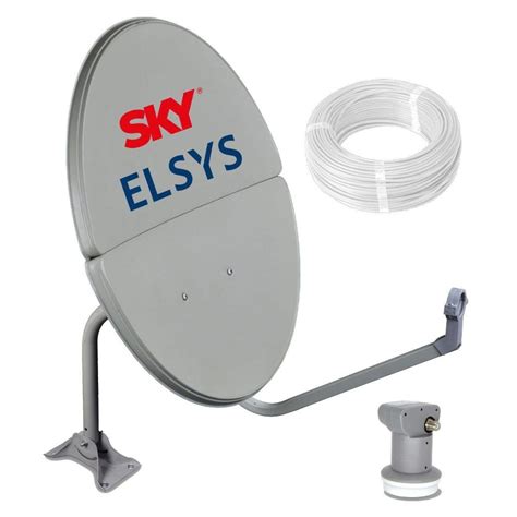 Kit Antena Parabólica Banda Ku Sky Bipartida 60cm c Lnb Simples e Cabo