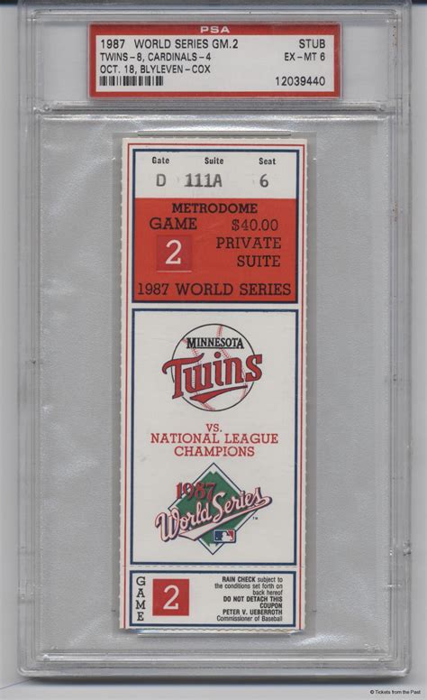 1987 World Series Game 2 Ticket Stub PSA 6 - Tickets From The Past