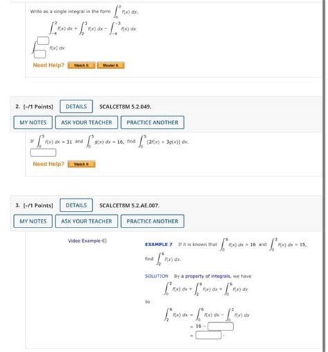 Solved Write As A Single Integral In The Form F X Dx Fx Dx