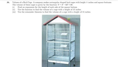 Volume Of A Bird Cage A Company Makes Rectangular Shaped Bird Cages