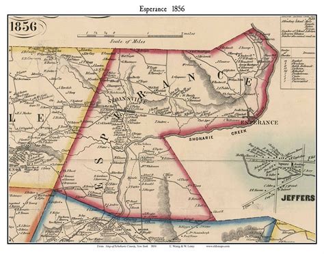 Esperance 1856 Old Town Map With Homeowner Names New York Reprint Genealogy Schoharie County Ny