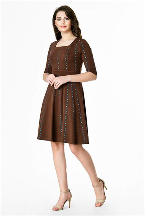 Shop Polka Dot Embellished Cotton Knit Dress Eshakti