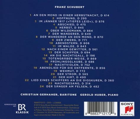 Lieder F Schubert Cd Album Muziek