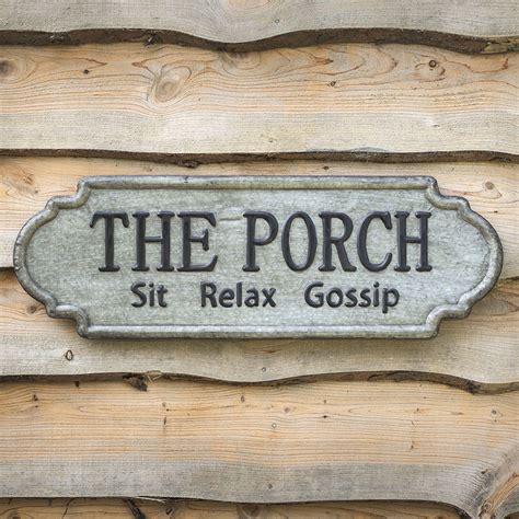 Vintage Farmhouse Embossed Metal Sign The Porch