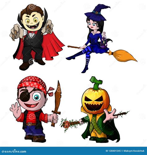 Sistema De Los Personajes De Dibujos Animados Para Halloween