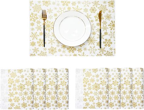 JUJIN Christmas Placemats Set Of 8 Non Slip Washable PVC Heat Resistant