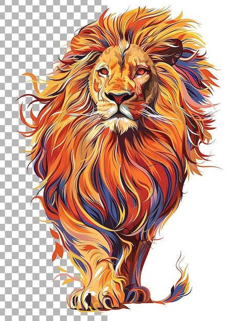 Premium PSD | A drawing of a lion with a fire on it