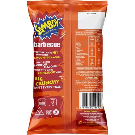 Samboy Samboy Barbecue Crinkle Cut Potato Chips 90g Woolworths