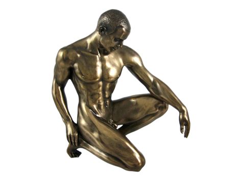 Nude Male Figurine Kneeling Cold Cast Bronze Resin Statue Sculpture Greek Artworks