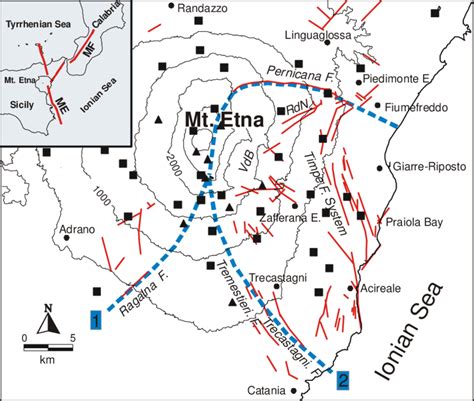 Mappa Delle Strutture Tettoniche Di Superficie Al M Etna Rdn Ripe