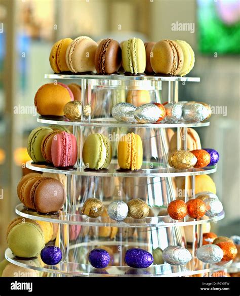 assorted macaroon tower Stock Photo - Alamy