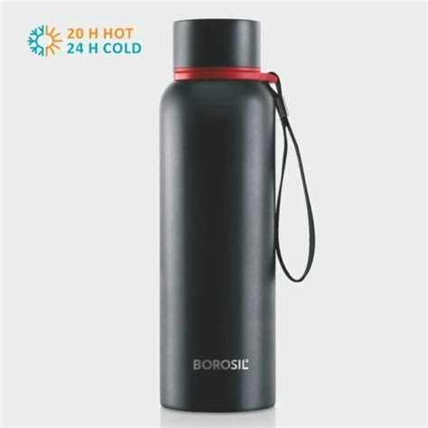 Borosil HydraTrek Black Hot N Cold SS 700 Ml Bottle MOQ 100