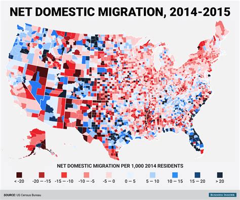 Census Bureau county domestic migration map - Business Insider