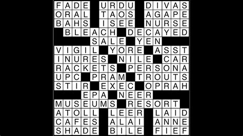 Crossword puzzle answers: March 1, 2018 – Metro US