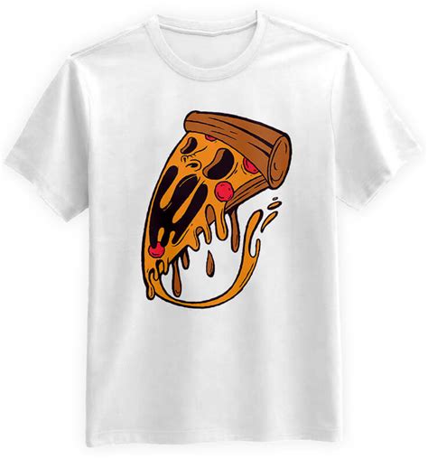 Koszulka Koszulka Męska Monster Pizza Biała Śmieszne T Shirty z