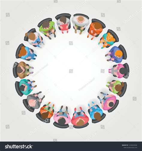 Vector Illustration People Sit Circle Top Stock Vector Royalty Free 1226024596